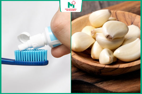 kem đánh răng và tép tỏi