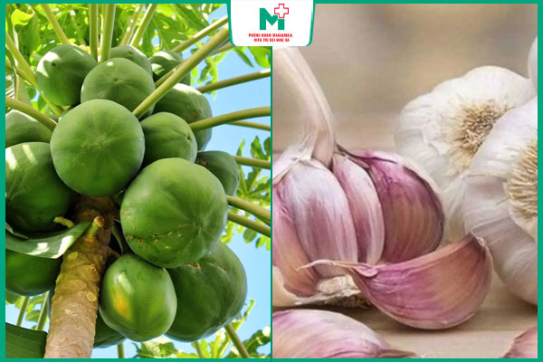 mủ đu đủ và tỏi
